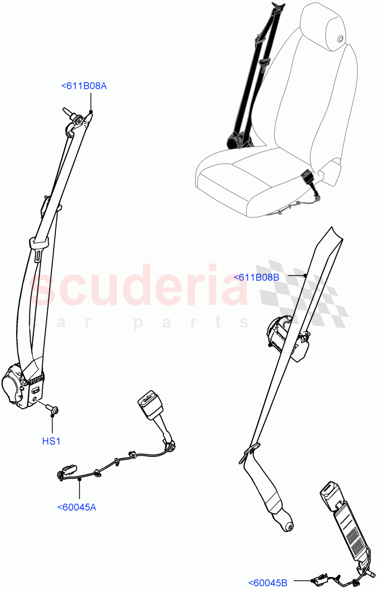 Front Seat Belts (Short Wheelbase) of Land Rover Land Rover Defender (2020+) [2.0 Turbo Petrol AJ200P]