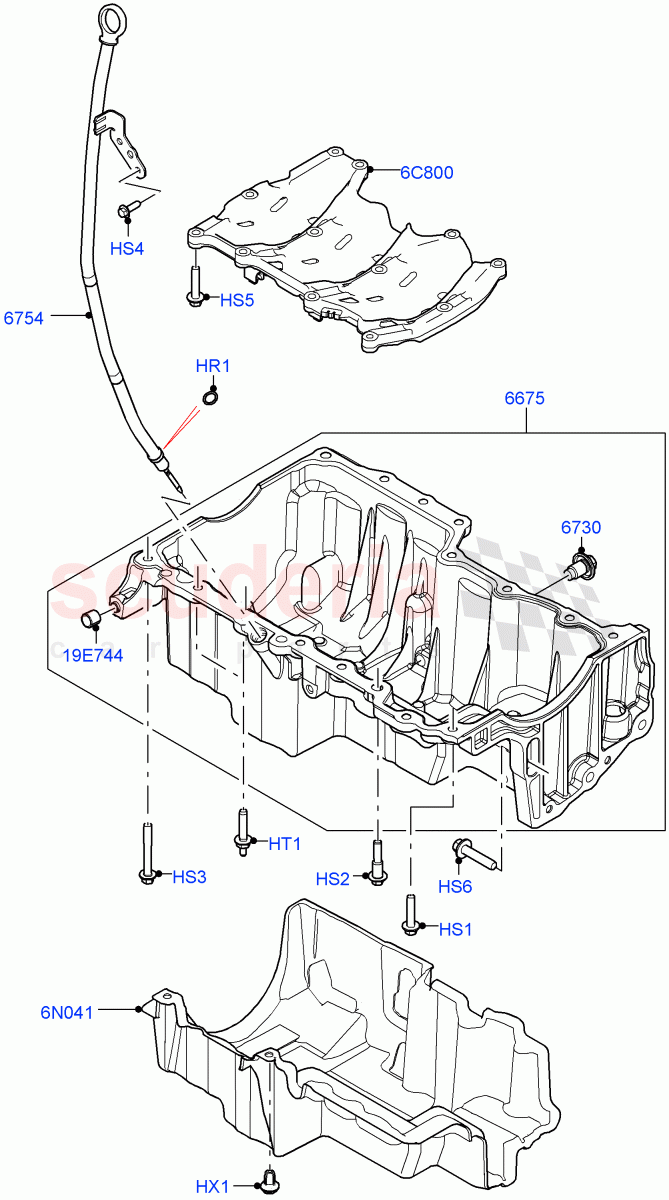 Oil Pan/Oil Level Indicator (2.0L AJ21D4 Diesel Mid, Halewood (UK)) ((V) FROMMH000001) of Land Rover Land Rover Discovery Sport (2015+) [2.0 Turbo Diesel AJ21D4]