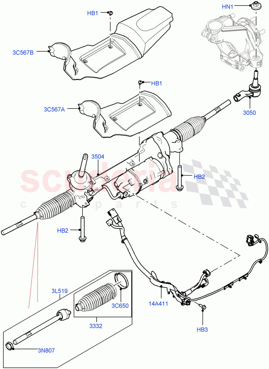 Steering Gear (LHD) (Itatiaia (Brazil)) ((V) FROMGT000001) of Land Rover Land Rover Range Rover Evoque (2012-2018) [2.2 Single Turbo Diesel]