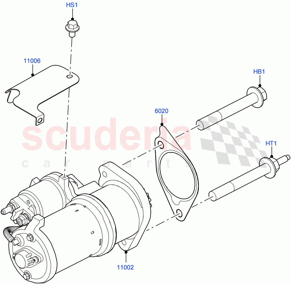 Starter Motor (Nitra Plant Build) (3.0L AJ20D6 Diesel High) ((V) FROMM2000001) of Land Rover Land Rover Defender (2020+) [3.0 I6 Turbo Diesel AJ20D6]