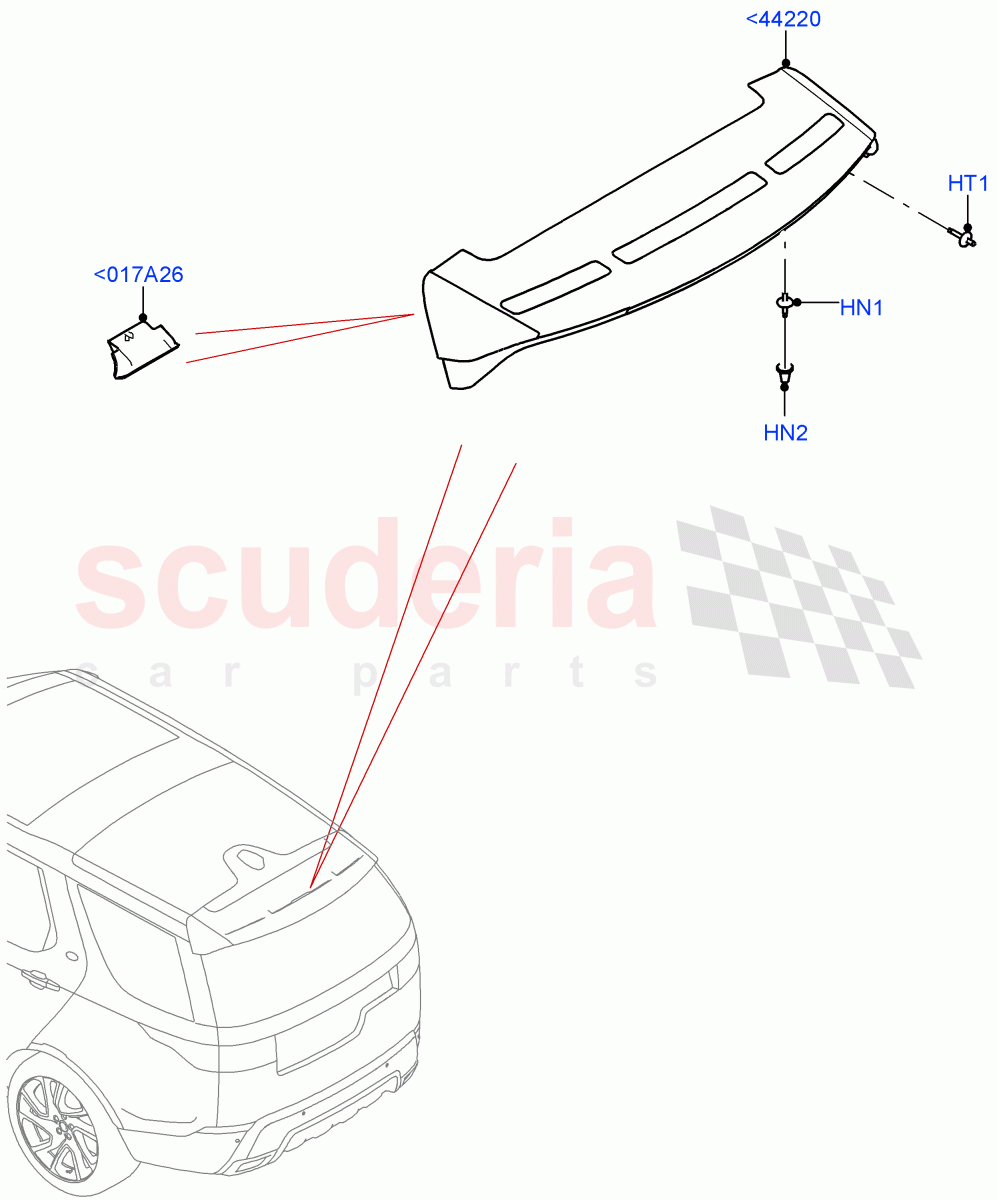 Spoiler And Related Parts (Solihull Plant Build) ((V) FROMHA000001) of Land Rover Land Rover Discovery 5 (2017+) [3.0 Diesel 24V DOHC TC]