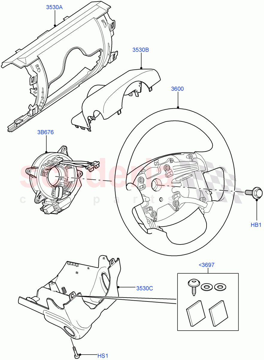Steering Wheel ((V) TO9A999999) of Land Rover Land Rover Range Rover Sport (2005-2009) [4.4 AJ Petrol V8]