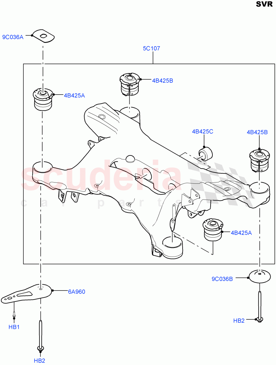 Rear Cross Member & Stabilizer Bar (Crossmember) (SVR Version, SVR) ((V) FROMFA000001) of Land Rover Land Rover Range Rover Sport (2014+) [3.0 DOHC GDI SC V6 Petrol]