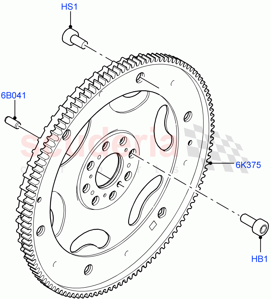 Flywheel (1.5L AJ20P3 Petrol High, Changsu (China), 1.5L AJ20P3 Petrol High PHEV) of Land Rover Land Rover Discovery Sport (2015+) [1.5 I3 Turbo Petrol AJ20P3]
