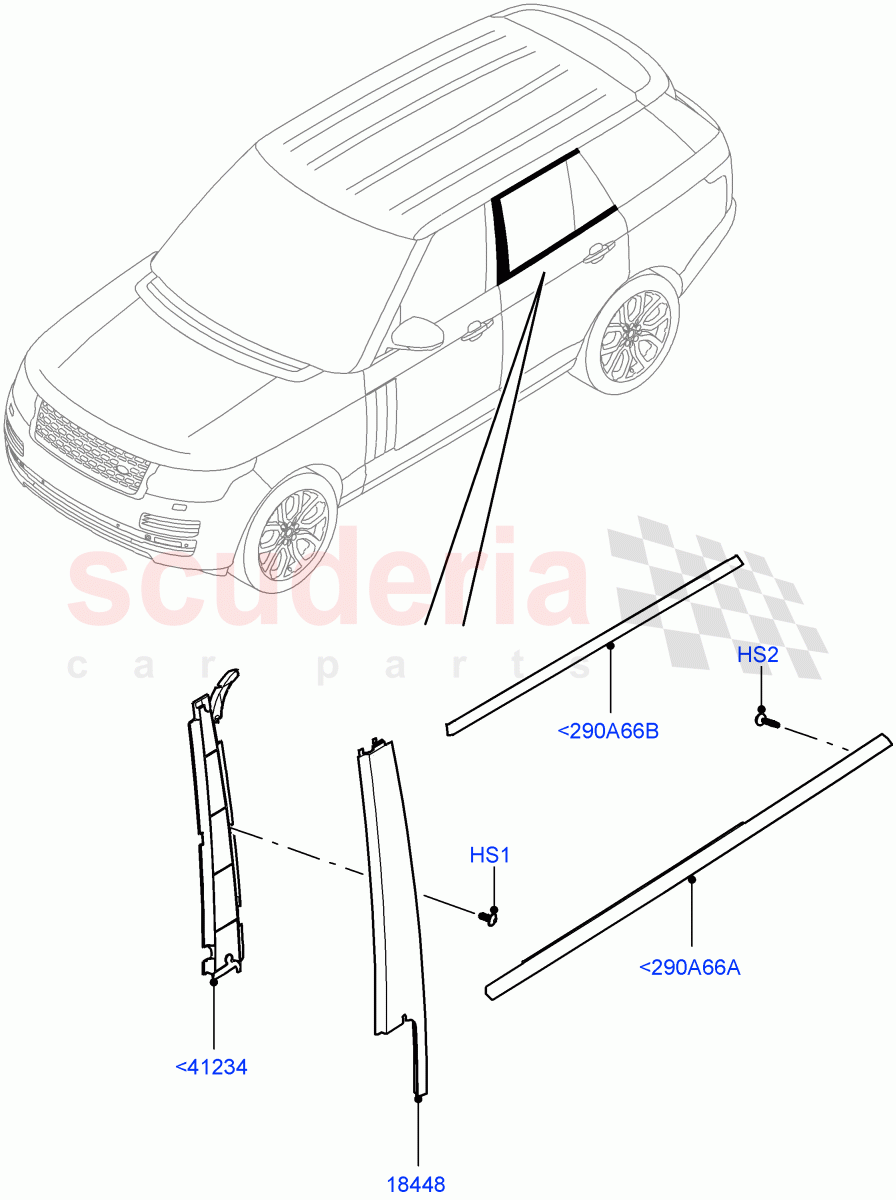 Rear Doors, Hinges & Weatherstrips (Finishers) of Land Rover Land Rover Range Rover (2012-2021) [3.0 Diesel 24V DOHC TC]