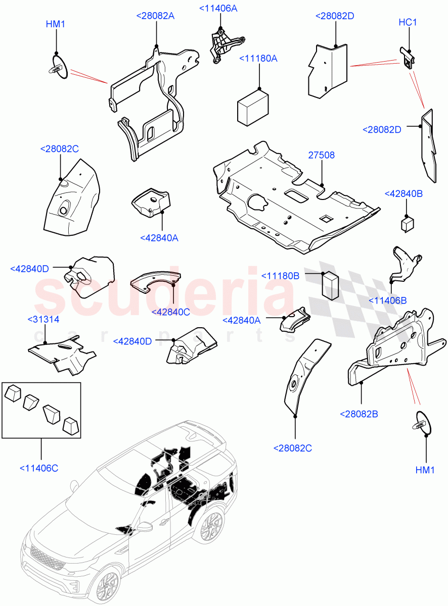 Insulators - Rear (Solihull Plant Build) ((V) FROMHA000001) of Land Rover Land Rover Discovery 5 (2017+) [2.0 Turbo Diesel]