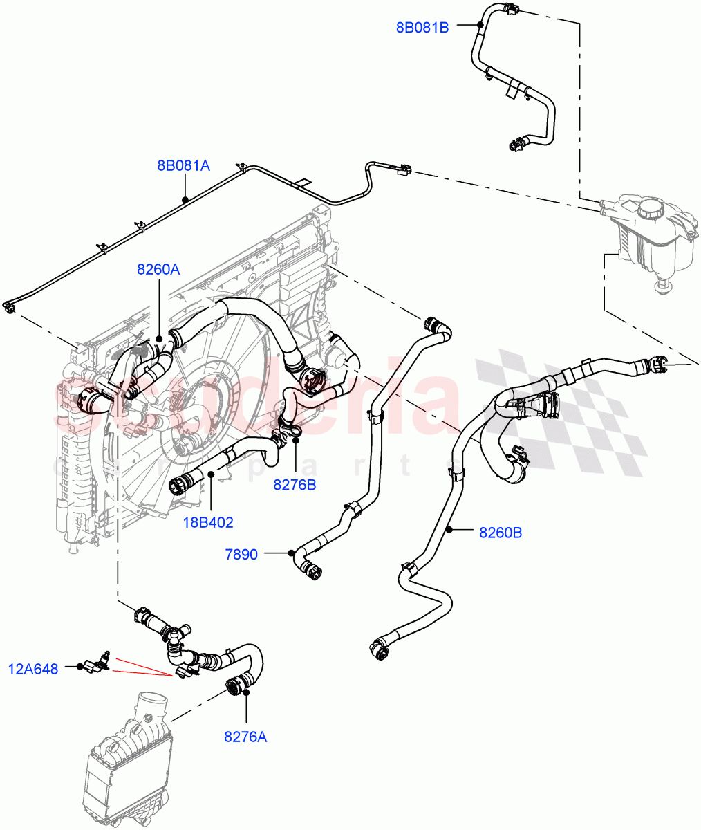 Cooling System Pipes And Hoses (2.0L AJ21D4 Diesel Mid, 9 Speed Auto Trans 9HP50, Itatiaia (Brazil)) of Land Rover Land Rover Range Rover Evoque (2019+) [2.0 Turbo Diesel AJ21D4]