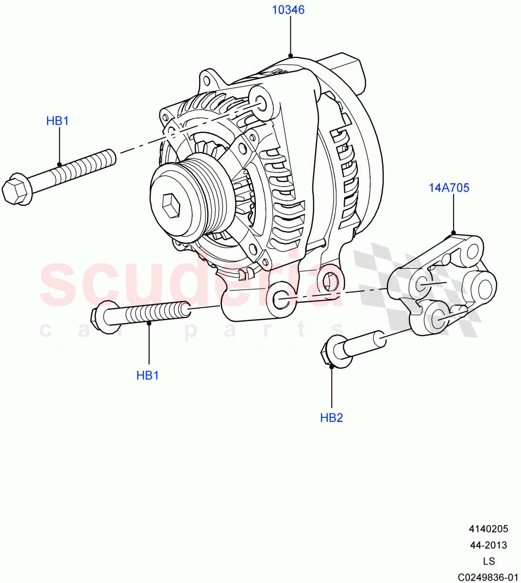 Alternator And Mountings (3.0L DOHC GDI SC V6 PETROL) ((V) FROMEA000001) of Land Rover Land Rover Discovery 4 (2010-2016) [2.7 Diesel V6]