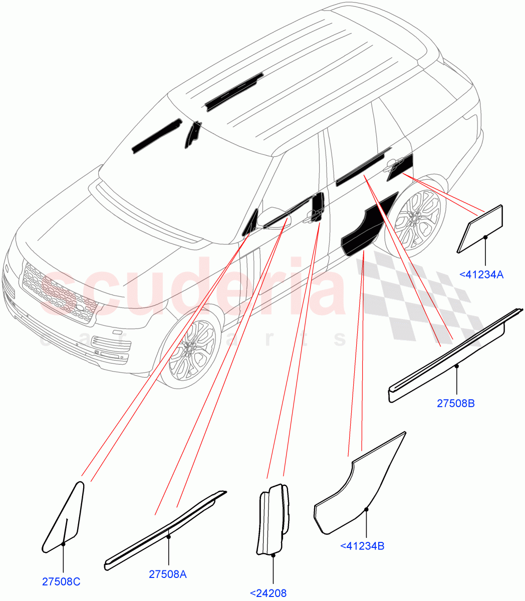 Insulators - Rear (Front And Rear Door) ((V) FROMFA212506) of Land Rover Land Rover Range Rover (2012-2021) [3.0 Diesel 24V DOHC TC]