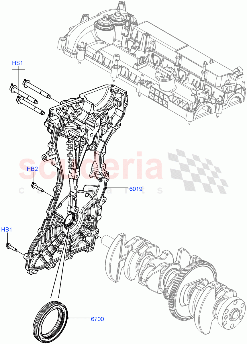 Timing Gear Covers (2.0L 16V TIVCT T/C Gen2 Petrol, Halewood (UK), 2.0L 16V TIVCT T/C 240PS Petrol) of Land Rover Land Rover Discovery Sport (2015+) [2.0 Turbo Petrol GTDI]