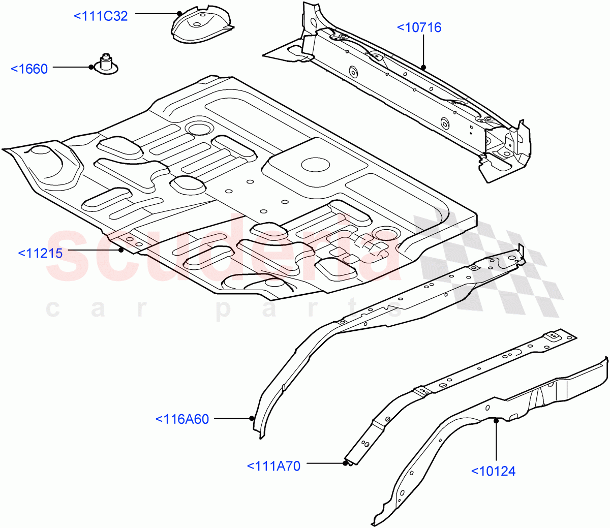 Floor Pan - Centre And Rear ((V) TO9A999999) of Land Rover Land Rover Range Rover Sport (2005-2009) [4.2 Petrol V8 Supercharged]