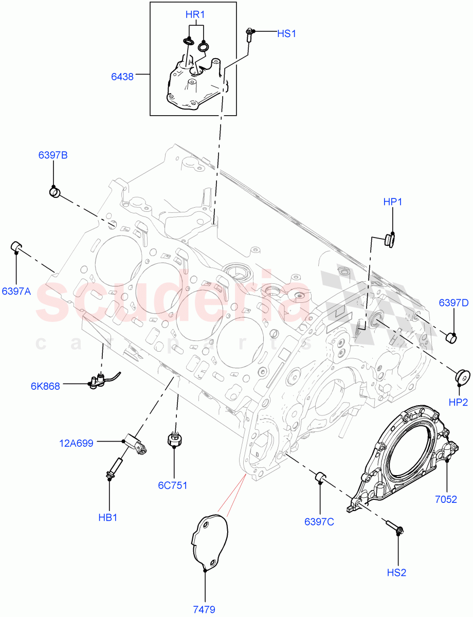 Cylinder Block And Plugs (4.4 V8 Turbo Petrol (NC10)) of Land Rover Land Rover Range Rover (2022+) [4.4 V8 Turbo Petrol NC10]