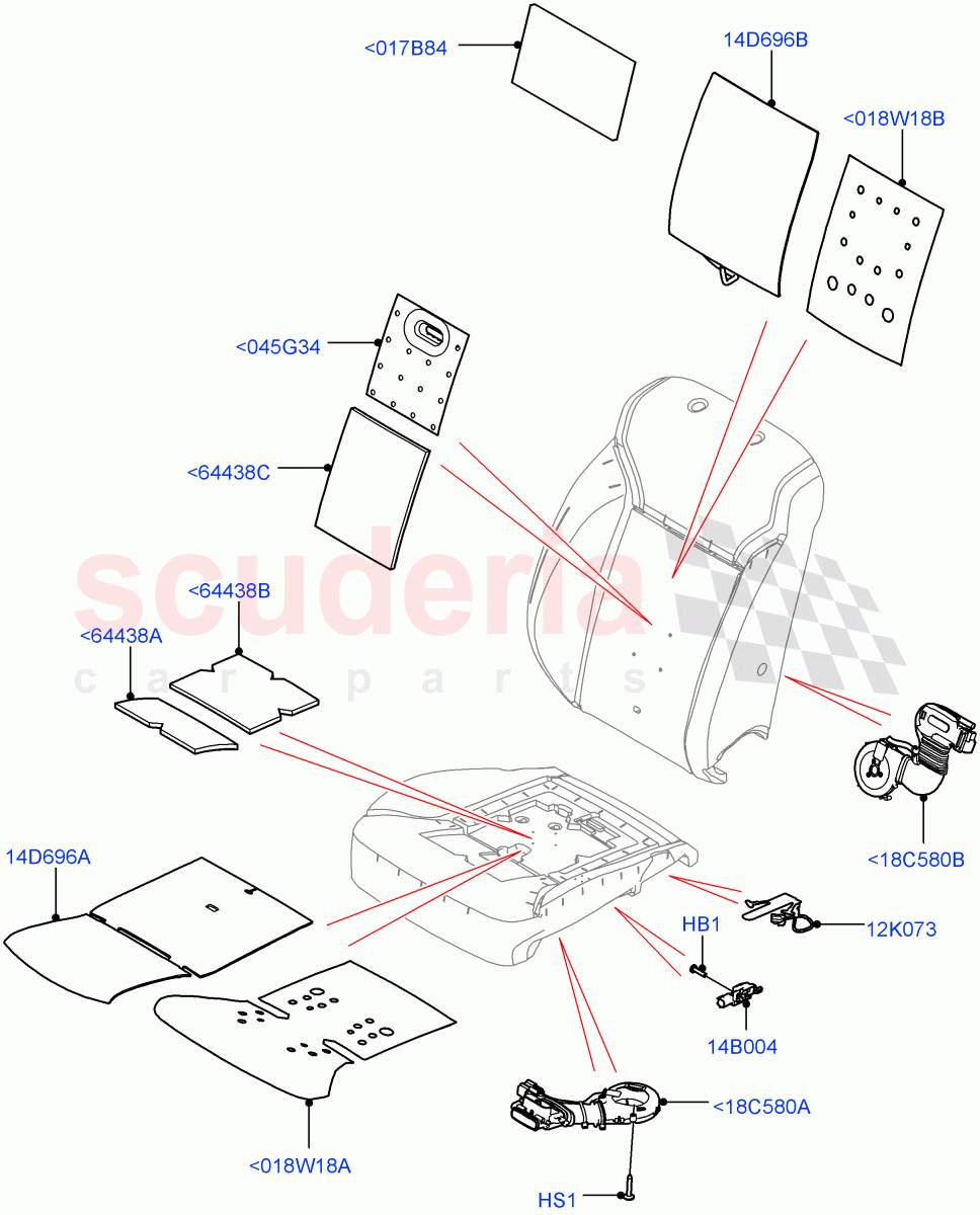 Front Seat Pads/Valances & Heating (Heating, Nitra Plant Build) ((V) FROMK2000001) of Land Rover Land Rover Discovery 5 (2017+) [2.0 Turbo Diesel]