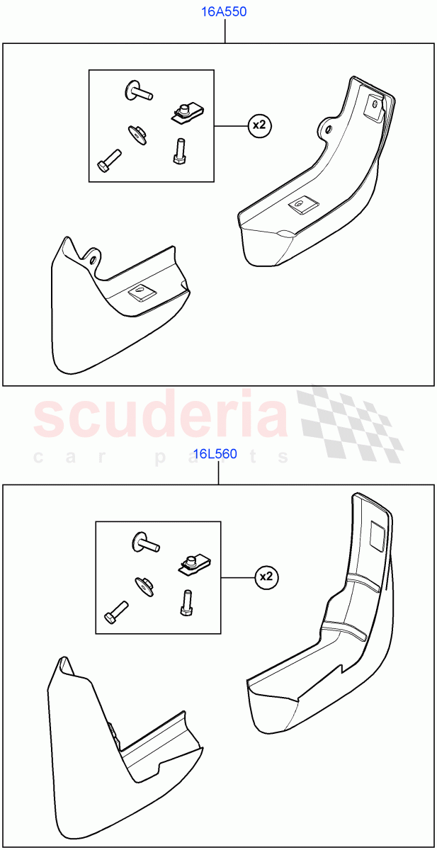 Mudflaps - Front & Rear (Accessory) (Halewood (UK), Itatiaia (Brazil)) of Land Rover Land Rover Discovery Sport (2015+) [2.0 Turbo Diesel]