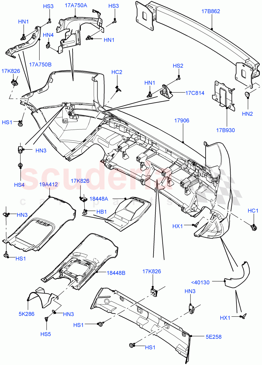 Rear Bumper (Itatiaia (Brazil), Sport/Dynamic) ((V) FROMGT000001) of Land Rover Land Rover Range Rover Evoque (2012-2018) [2.0 Turbo Diesel]