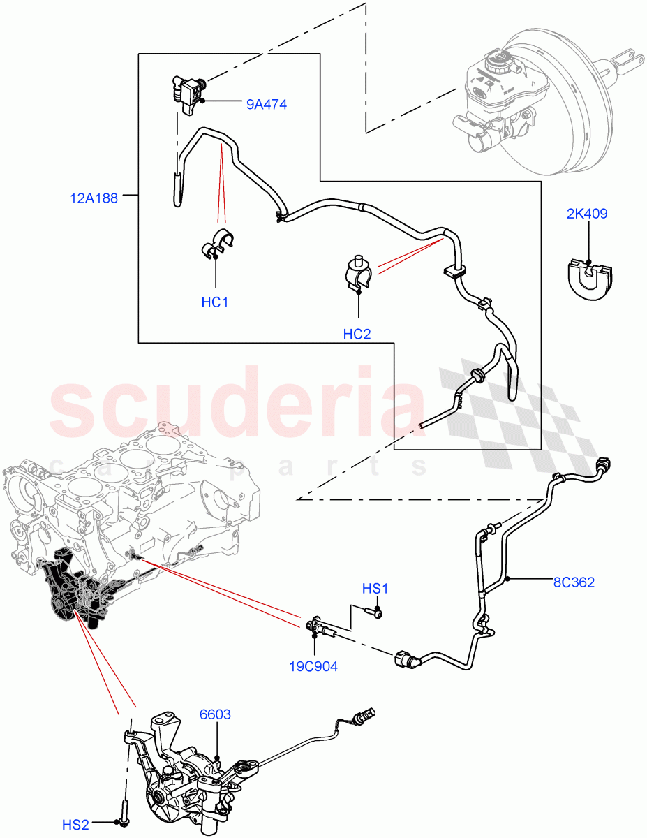 Vacuum Control And Air Injection (Nitra Plant Build) (2.0L I4 DSL MID DOHC AJ200, RHD) ((V) FROMK2000001) of Land Rover Land Rover Discovery 5 (2017+) [2.0 Turbo Diesel]