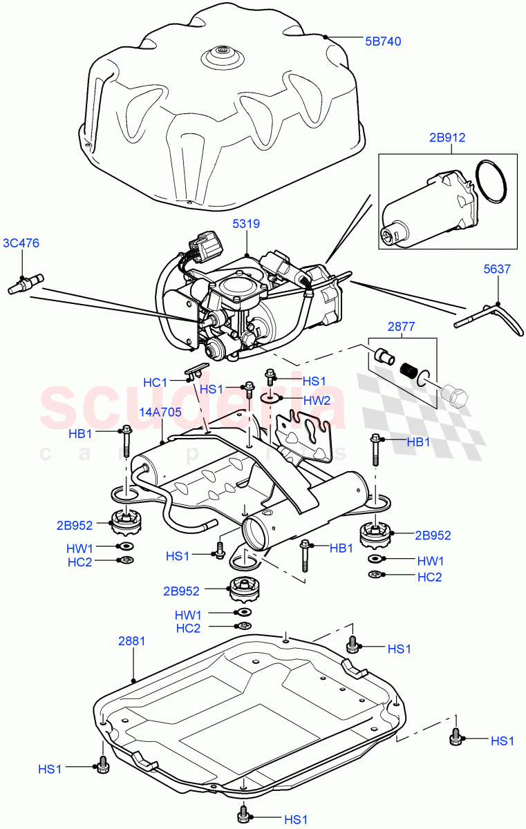 Air Suspension Compressor And Lines (Compressor Assy, 'Hitachi' Compressor) ((V) FROMCA367233) of Land Rover Land Rover Range Rover (2010-2012) [4.4 DOHC Diesel V8 DITC]