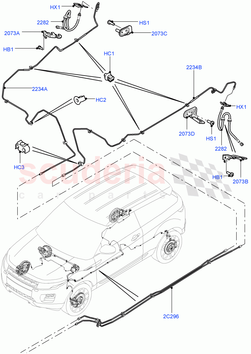 Rear Brake Pipes (Halewood (UK)) of Land Rover Land Rover Range Rover Evoque (2012-2018) [2.0 Turbo Diesel]