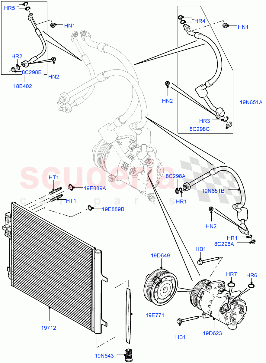 Air Conditioning Condensr/Compressr (2.2L CR DI 16V Diesel, Halewood (UK)) of Land Rover Land Rover Discovery Sport (2015+) [2.0 Turbo Petrol AJ200P]