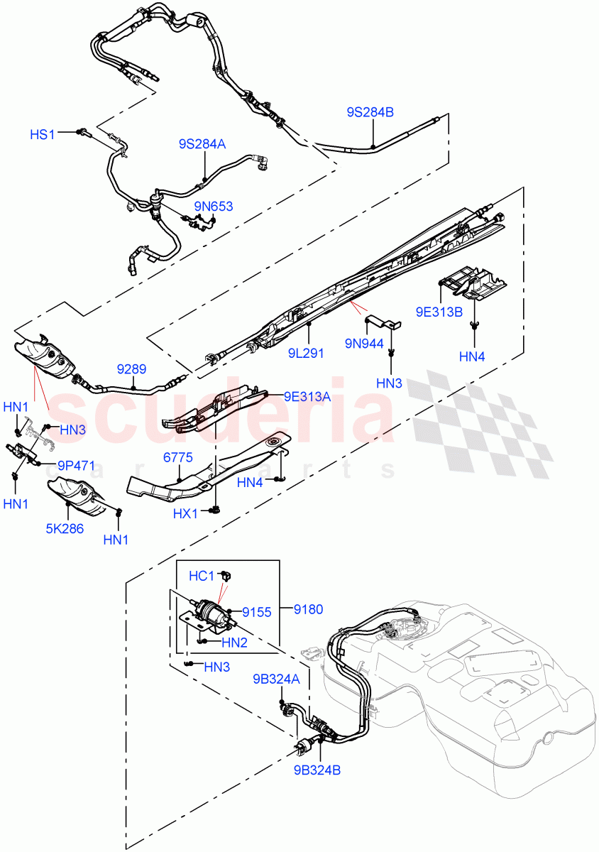 Fuel Lines (Centre And Front) (2.0L I4 Mid AJ200 Petrol E100) ((V) FROMJH000001) of Land Rover Land Rover Discovery Sport (2015+) [2.0 Turbo Petrol AJ200P]