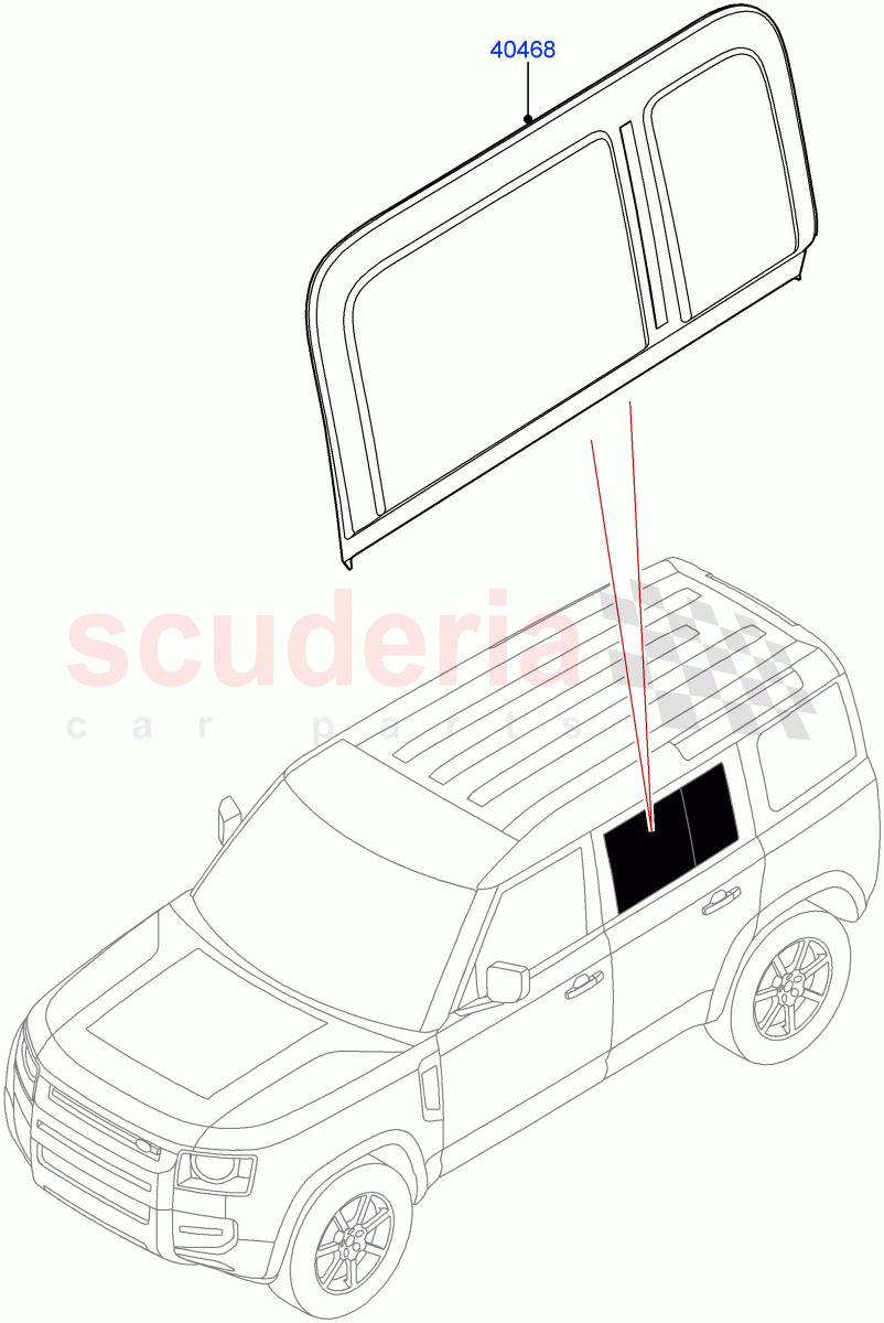 Rear Door Glass And Window Controls (Commercial) (Standard Wheelbase, Version - Commercial) ((V) FROMM2000001) of Land Rover Land Rover Defender (2020+) [5.0 OHC SGDI SC V8 Petrol]