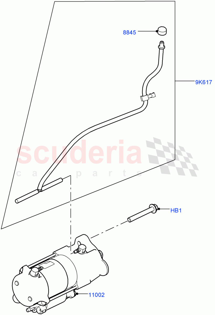 Starter Motor (Solihull Plant Build) (2.0L I4 High DOHC AJ200 Petrol) ((V) FROMJA000001, (V) TOKA999999) of Land Rover Land Rover Discovery 5 (2017+) [2.0 Turbo Petrol AJ200P]