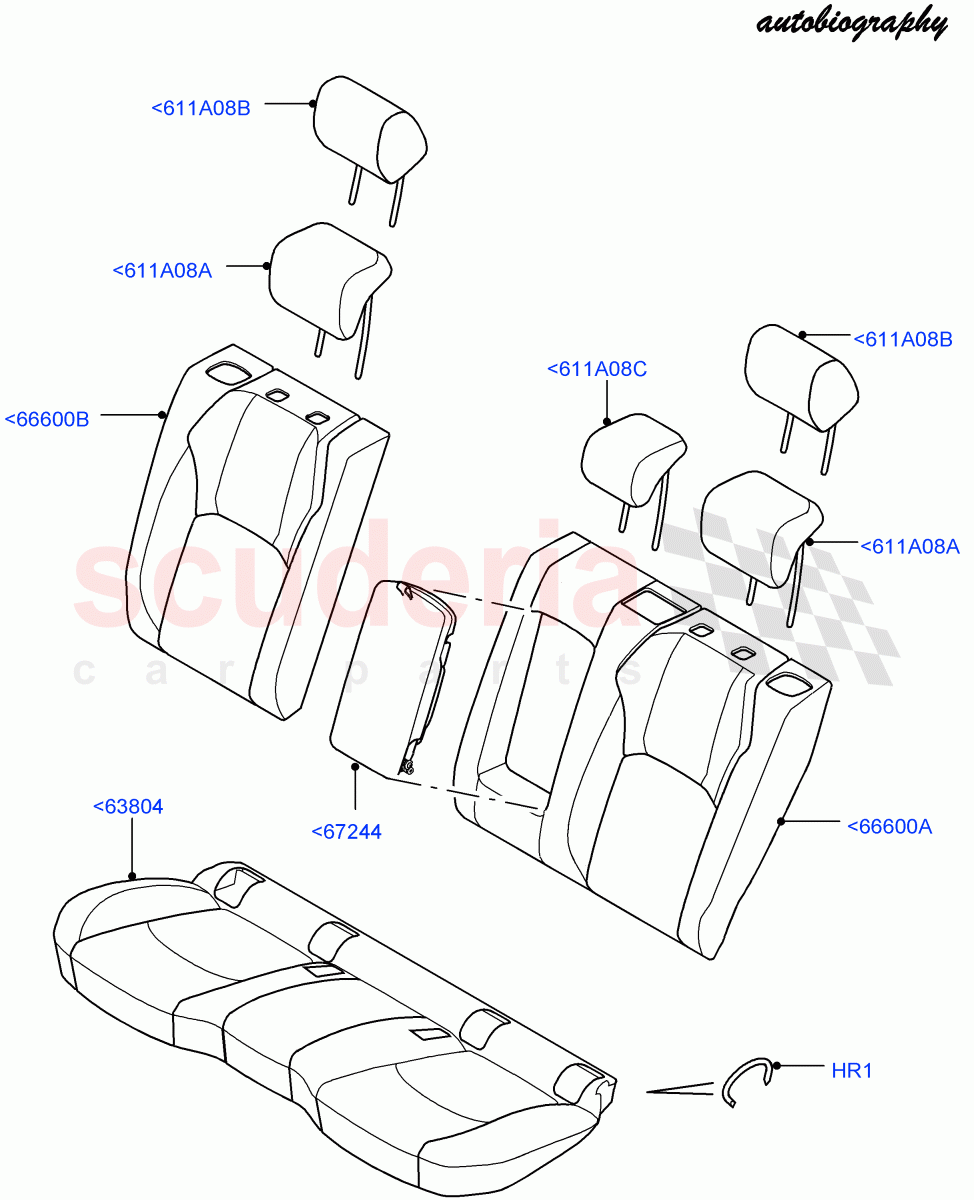 Rear Seat Covers (Halewood (UK), With 60/40 Split - Folding Rr Seat, Autobiography Pack) ((V) FROMGH000001) of Land Rover Land Rover Range Rover Evoque (2012-2018) [2.2 Single Turbo Diesel]