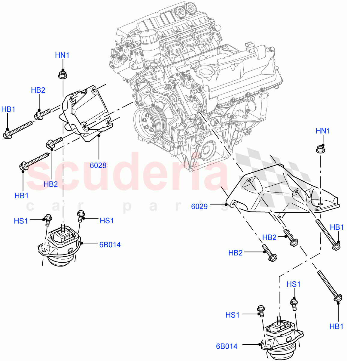 Engine Mounting (5.0L OHC SGDI SC V8 Petrol - AJ133, 5.0L OHC SGDI NA V8 Petrol - AJ133) ((V) FROMAA000001) of Land Rover Land Rover Range Rover Sport (2010-2013) [5.0 OHC SGDI SC V8 Petrol]