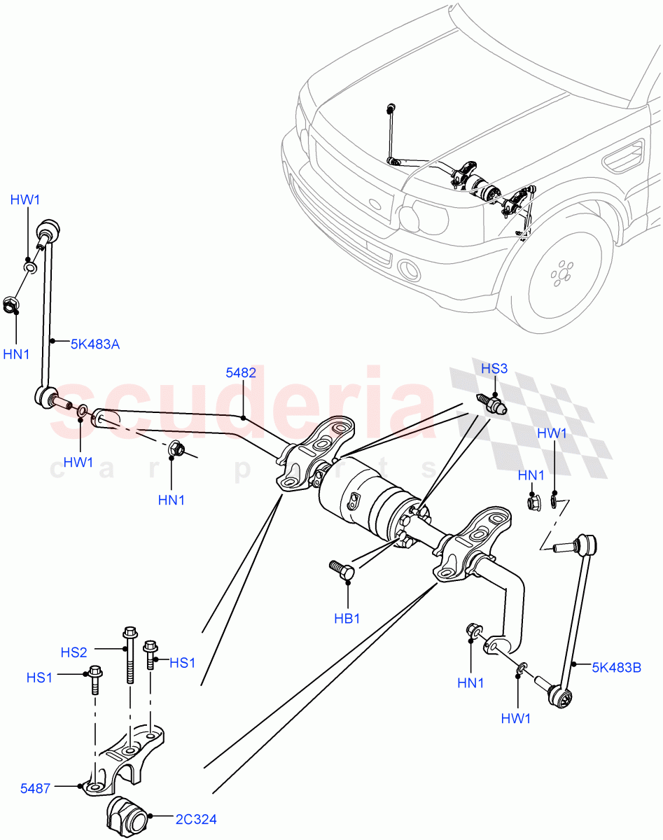 Active Anti-Roll Bar System (Stabilizer Bar, Front) (With Roll Stability Control, With ACE Suspension) ((V) TO9A999999) of Land Rover Land Rover Range Rover Sport (2005-2009) [4.4 AJ Petrol V8]