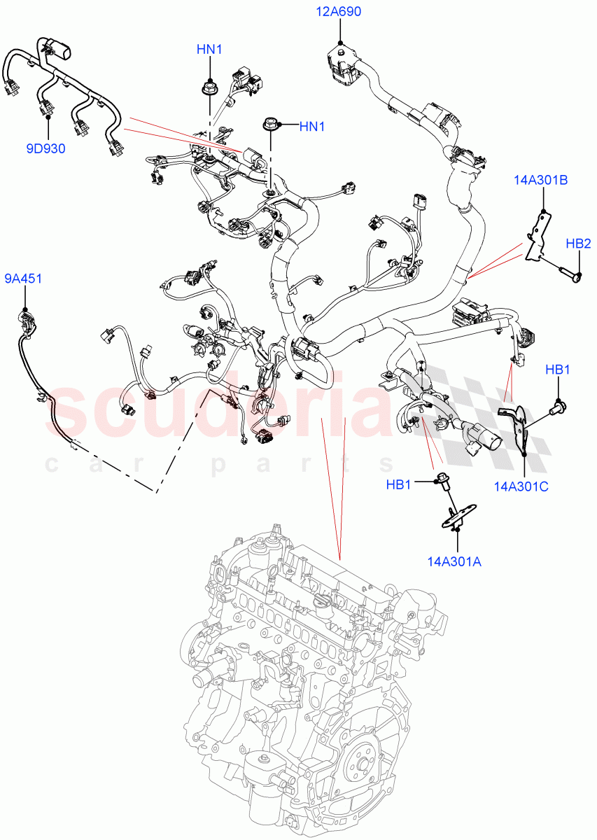 Electrical Wiring - Engine And Dash (Engine) (2.0L I4 High DOHC AJ200 Petrol, Changsu (China), 2.0L I4 Mid DOHC AJ200 Petrol) ((V) FROMHG379388) of Land Rover Land Rover Discovery Sport (2015+) [2.0 Turbo Petrol GTDI]