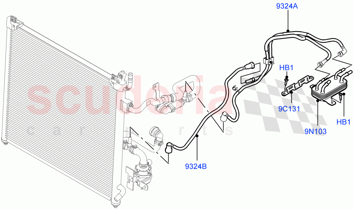 Fuel Cooler Assembly (Solihull Plant Build) (2.0L I4 DSL MID DOHC AJ200, 2.0L I4 DSL HIGH DOHC AJ200) ((V) FROMHA000001) of Land Rover Land Rover Discovery 5 (2017+) [2.0 Turbo Diesel]