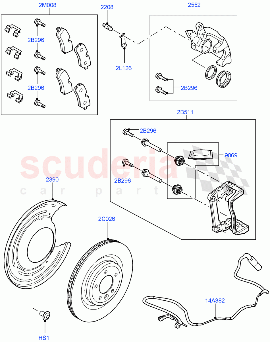 Rear Brake Discs And Calipers (Autobiography Black / SV Autobiography) (Limited Package, Brake Calipers - Red, Brake Calipers - Bespoke, Less Version Package, Brake Calipers - Black) ((V) FROMGA000001) of Land Rover Land Rover Range Rover (2012-2021) [3.0 I6 Turbo Petrol AJ20P6]