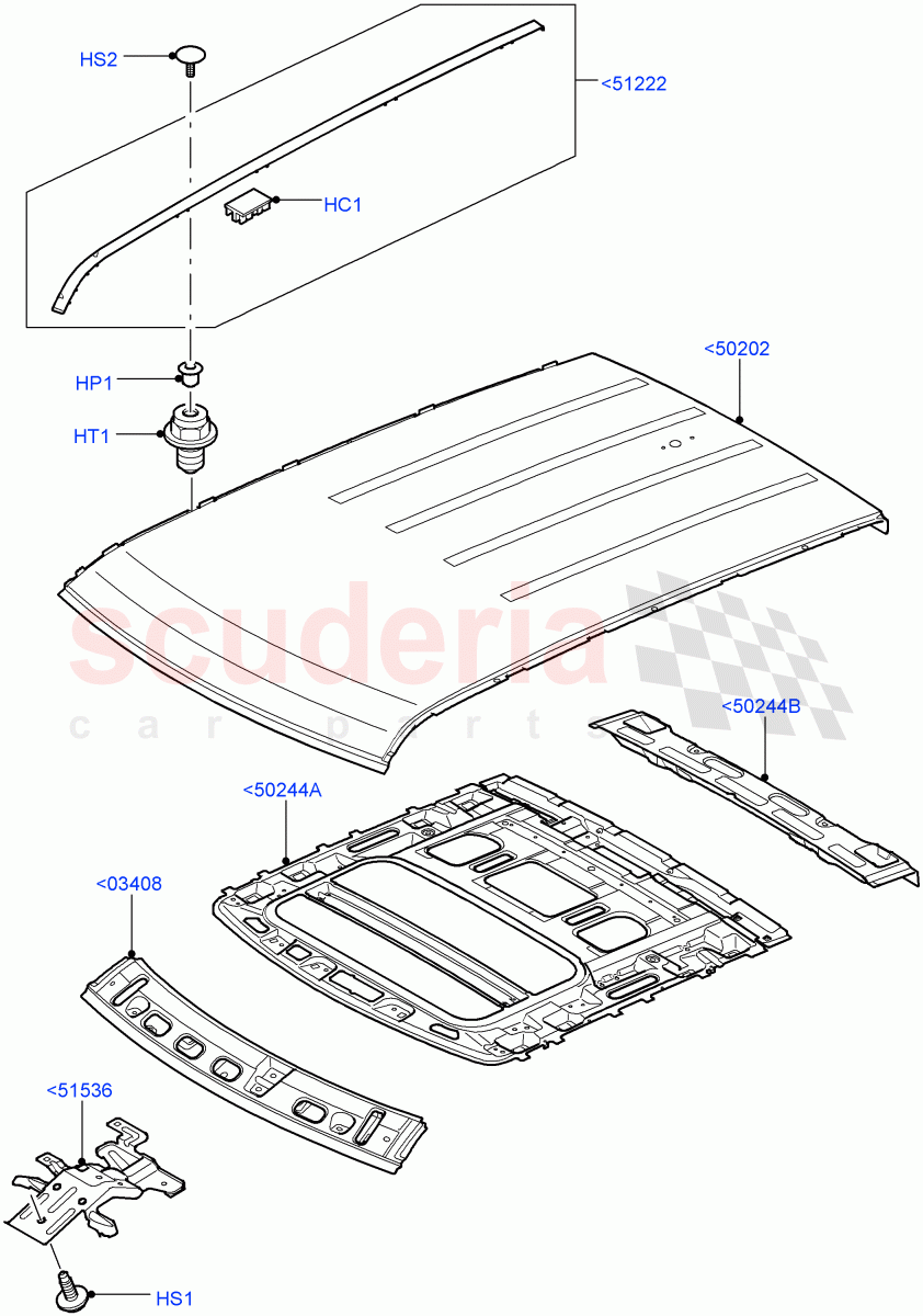 Roof - Sheet Metal (Less Sun Roof) ((V) TO9A999999) of Land Rover Land Rover Range Rover Sport (2005-2009) [3.6 V8 32V DOHC EFI Diesel]