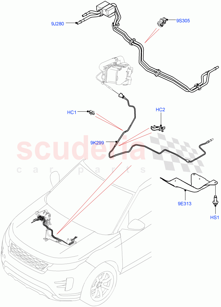 Fuel Lines (Under Floor) (2.0L AJ21D4 Diesel Mid, Itatiaia (Brazil)) of Land Rover Land Rover Range Rover Evoque (2019+) [2.0 Turbo Diesel AJ21D4]