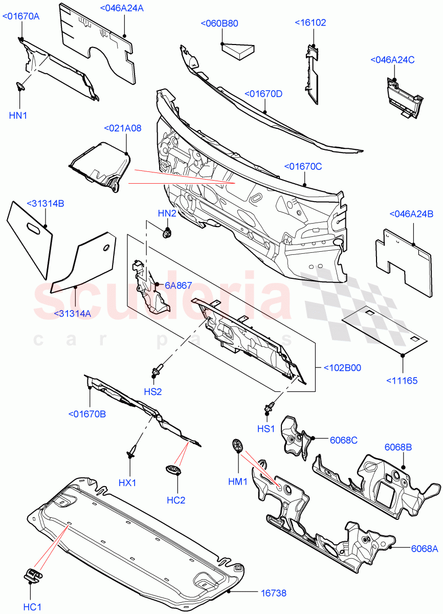 Insulators - Front (Engine Compartment) (Halewood (UK)) ((V) FROMLH000001) of Land Rover Land Rover Discovery Sport (2015+) [2.0 Turbo Diesel]