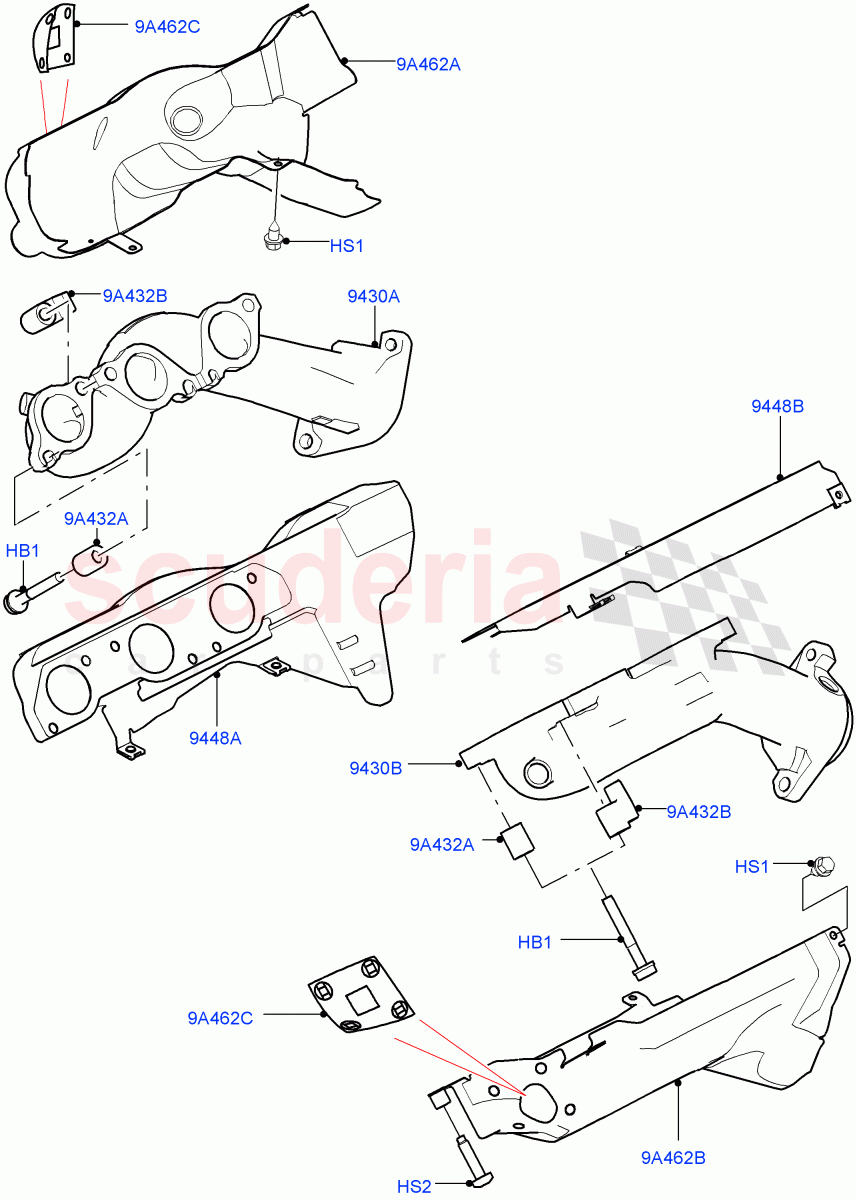 Exhaust Manifold (Solihull Plant Build) (3.0L DOHC GDI SC V6 PETROL, Beijing 6 Petrol Emission) ((V) FROMJA000001) of Land Rover Land Rover Range Rover (2012-2021) [3.0 DOHC GDI SC V6 Petrol]