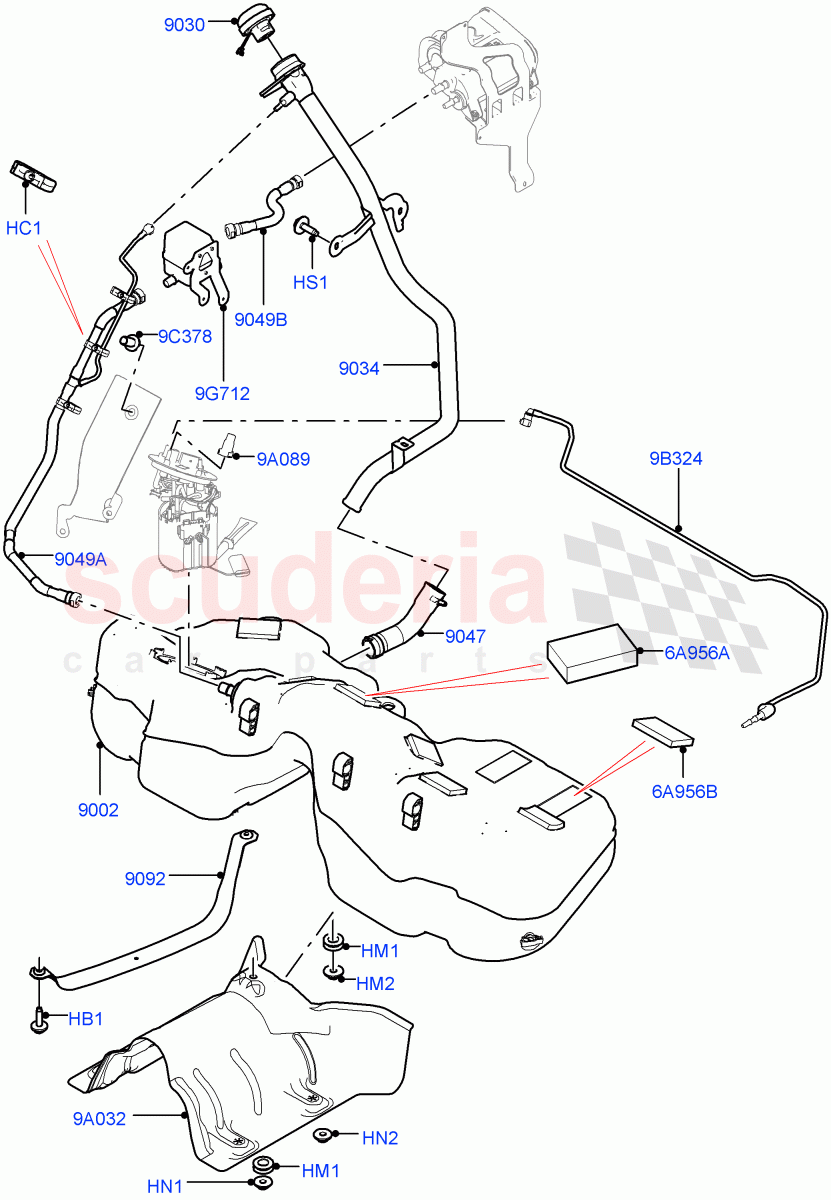 Fuel Tank & Related Parts (3.0L DOHC GDI SC V6 PETROL, Petrol Tank With Leak Detection, Pet Tank With Leak Det - Lrg Filter) ((V) TOJA999999) of Land Rover Land Rover Range Rover Velar (2017+) [3.0 DOHC GDI SC V6 Petrol]
