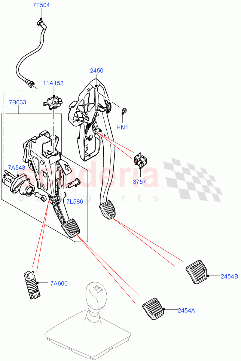 Brake And Clutch Controls (6 Speed Manual Trans BG6, Itatiaia (Brazil)) of Land Rover Land Rover Range Rover Evoque (2019+) [2.0 Turbo Diesel]