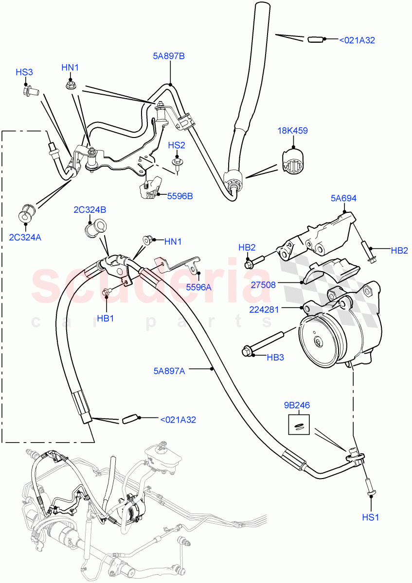Active Anti-Roll Bar System (ARC Pump, High Pressure Pipes) (5.0L OHC SGDI SC V8 Petrol - AJ133) ((V) TOHA999999) of Land Rover Land Rover Range Rover Sport (2014+) [2.0 Turbo Petrol AJ200P]