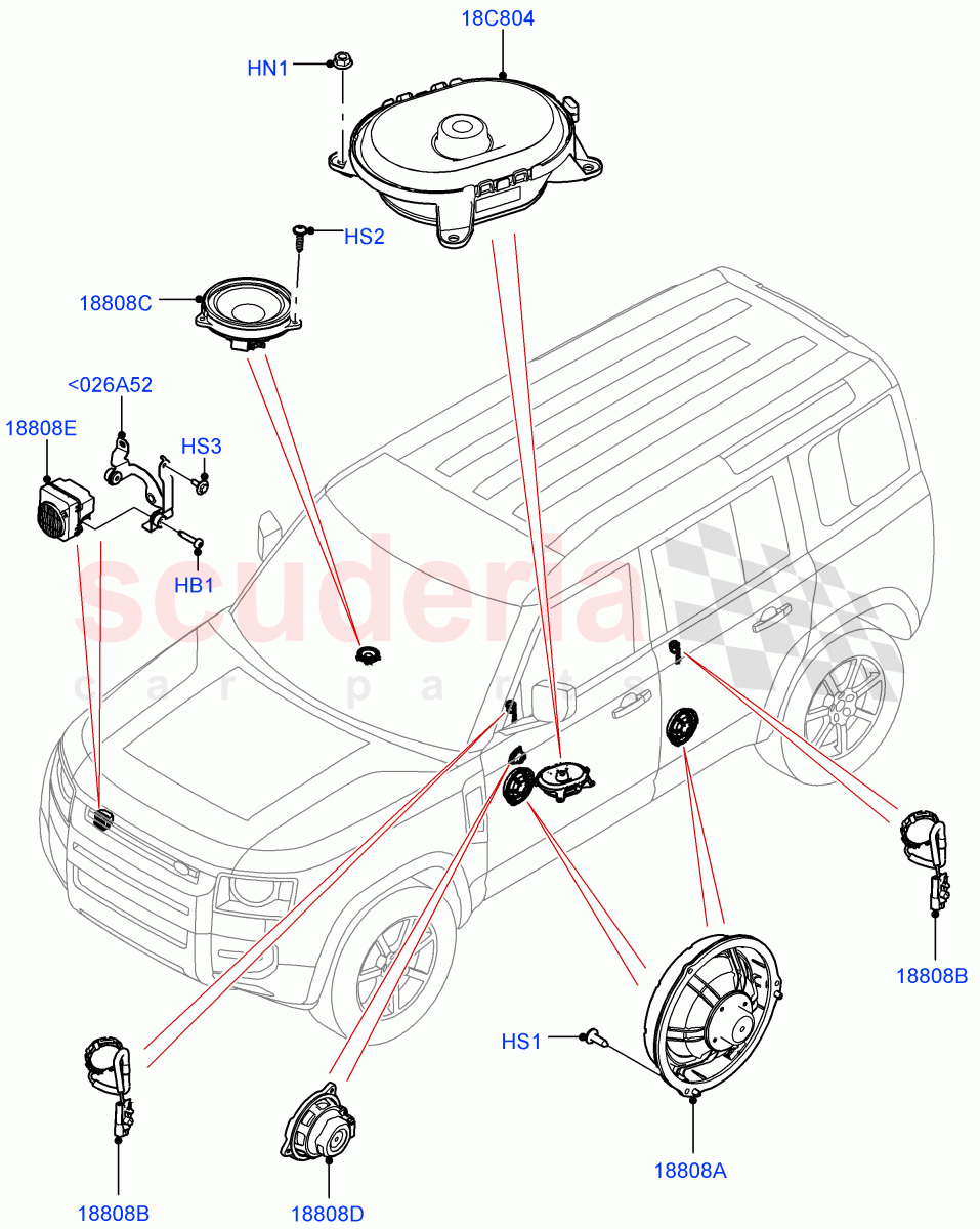 Speakers (Hi Line Audio System - 600 W) of Land Rover Land Rover Defender (2020+) [5.0 OHC SGDI SC V8 Petrol]