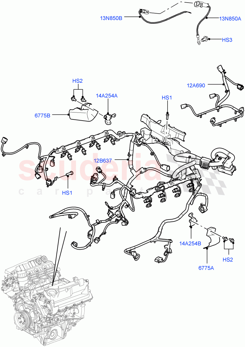 Electrical Wiring - Engine And Dash (Engine) (5.0L OHC SGDI NA V8 Petrol - AJ133) ((V) FROMAA000001) of Land Rover Land Rover Range Rover Sport (2010-2013) [5.0 OHC SGDI NA V8 Petrol]