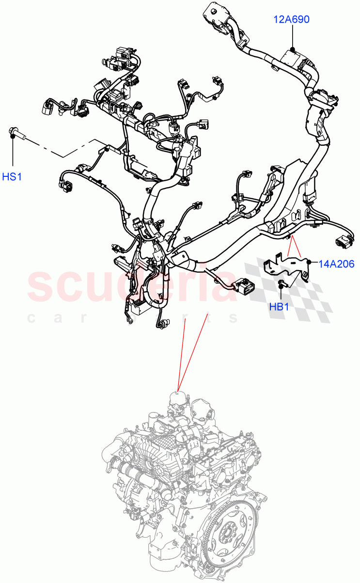Engine Harness (1.5L AJ20P3 Petrol High PHEV, Changsu (China)) of Land Rover Land Rover Range Rover Evoque (2019+) [1.5 I3 Turbo Petrol AJ20P3]