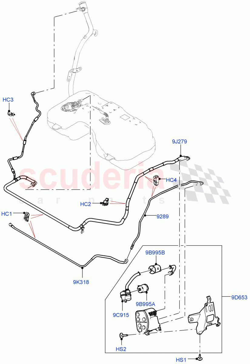 Carbon Canister (1.5L AJ20P3 Petrol High, 8 Speed Automatic Trans 8G30, Changsu (China)) of Land Rover Land Rover Range Rover Evoque (2019+) [1.5 I3 Turbo Petrol AJ20P3]
