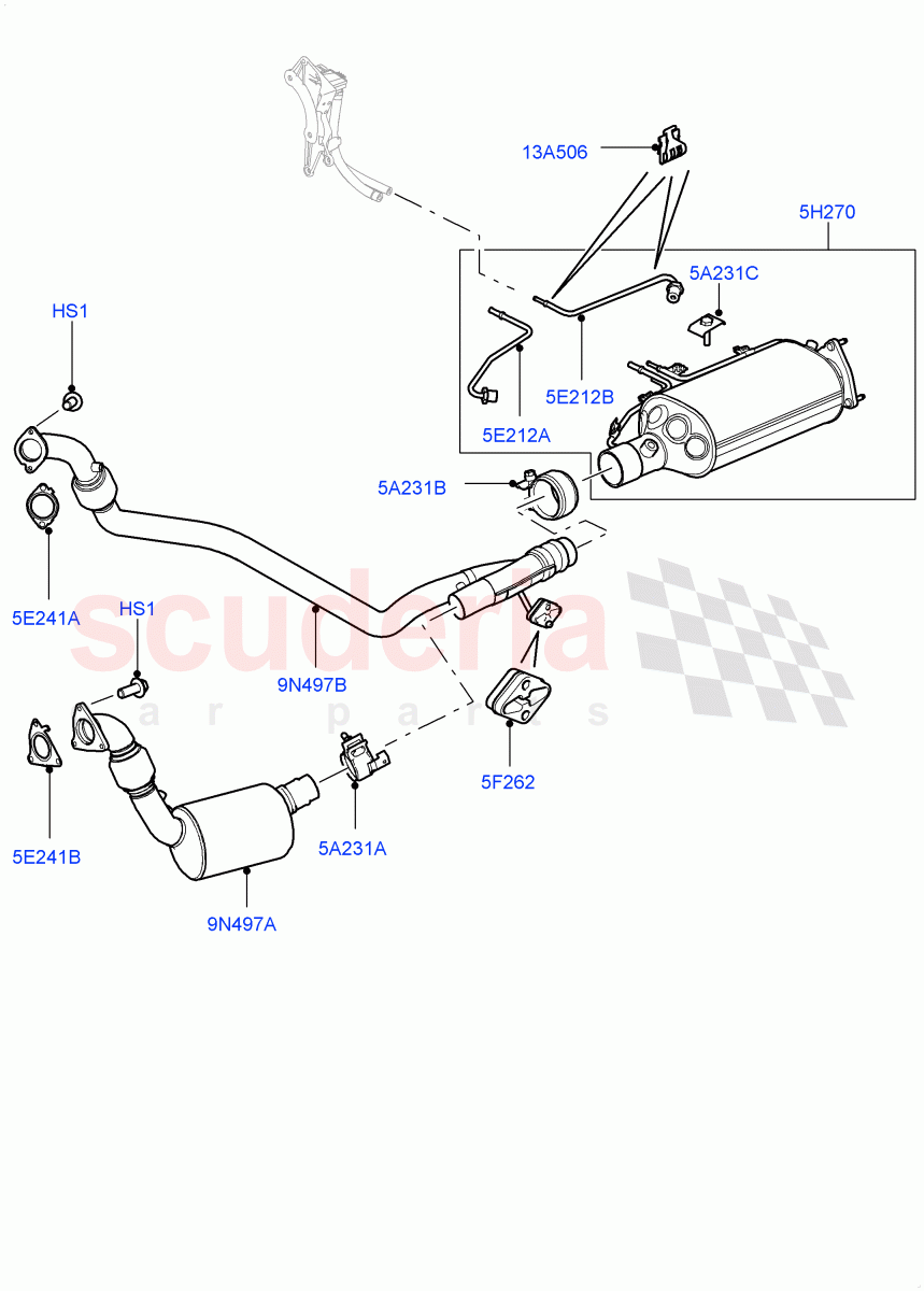 Front Exhaust System (3.0 V6 Diesel, Proconve L6 Emissions, Stage V Plus DPF, L6 Diesel Emissions) ((V) FROMAA000001) of Land Rover Land Rover Range Rover Sport (2010-2013) [3.0 Diesel 24V DOHC TC]