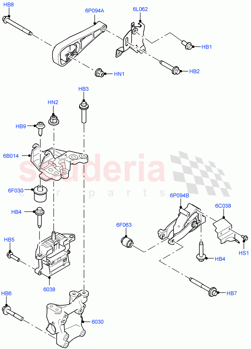 Engine Mounting (2.0L AJ21D4 Diesel Mid, Halewood (UK)) ((V) FROMMH000001) of Land Rover Land Rover Discovery Sport (2015+) [2.0 Turbo Diesel]