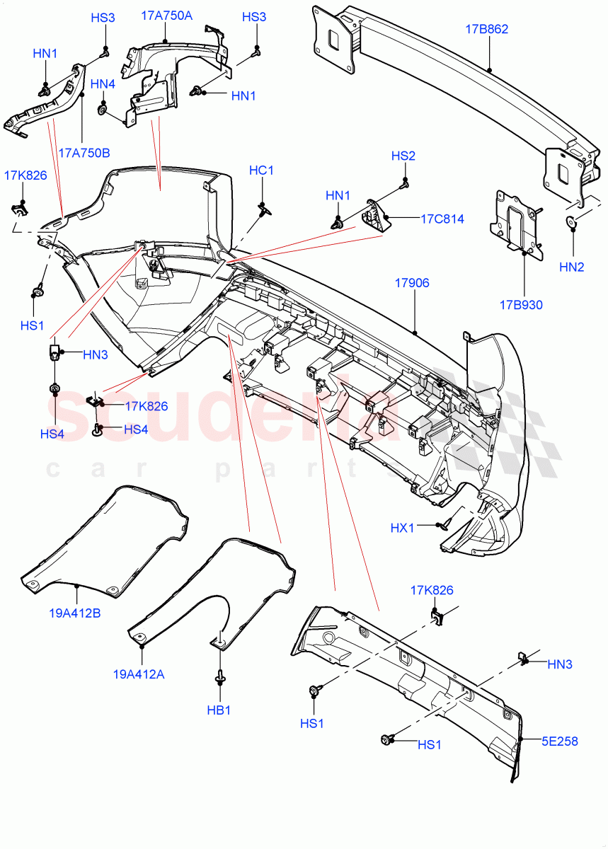 Rear Bumper (Halewood (UK), Non Sport/Dynamic) of Land Rover Land Rover Range Rover Evoque (2012-2018) [2.0 Turbo Petrol GTDI]