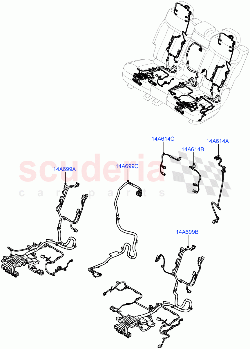 Wiring - Seats (2nd Row, 60/40 Split Bench Seat, Rear Seats) (60/40 Load Through With Slide, With 60/40 Power Fold Thru Rr Seat) of Land Rover Land Rover Range Rover (2022+) [3.0 I6 Turbo Petrol AJ20P6]