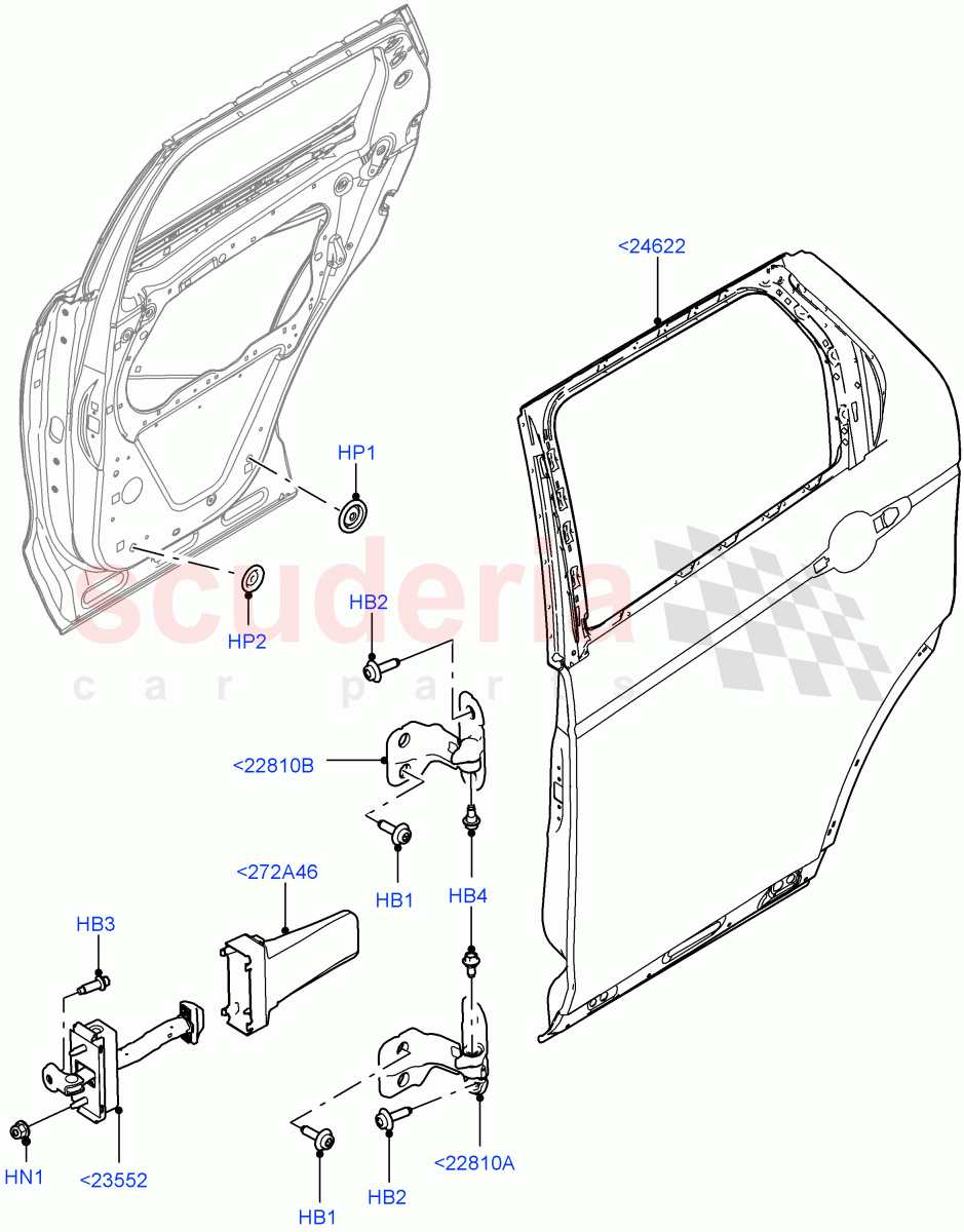Rear Doors, Hinges & Weatherstrips (Door And Fixings) (Halewood (UK)) of Land Rover Land Rover Discovery Sport (2015+) [2.0 Turbo Petrol GTDI]