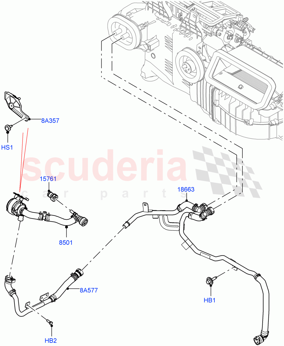 Heater Hoses (Front) (3.0L AJ20D6 Diesel High, With Ptc Heater, With Air Conditioning - Front/Rear, Less Heater, With Front Comfort Air Con (IHKA)) ((V) FROMLA000001) of Land Rover Land Rover Range Rover Sport (2014+) [3.0 I6 Turbo Petrol AJ20P6]