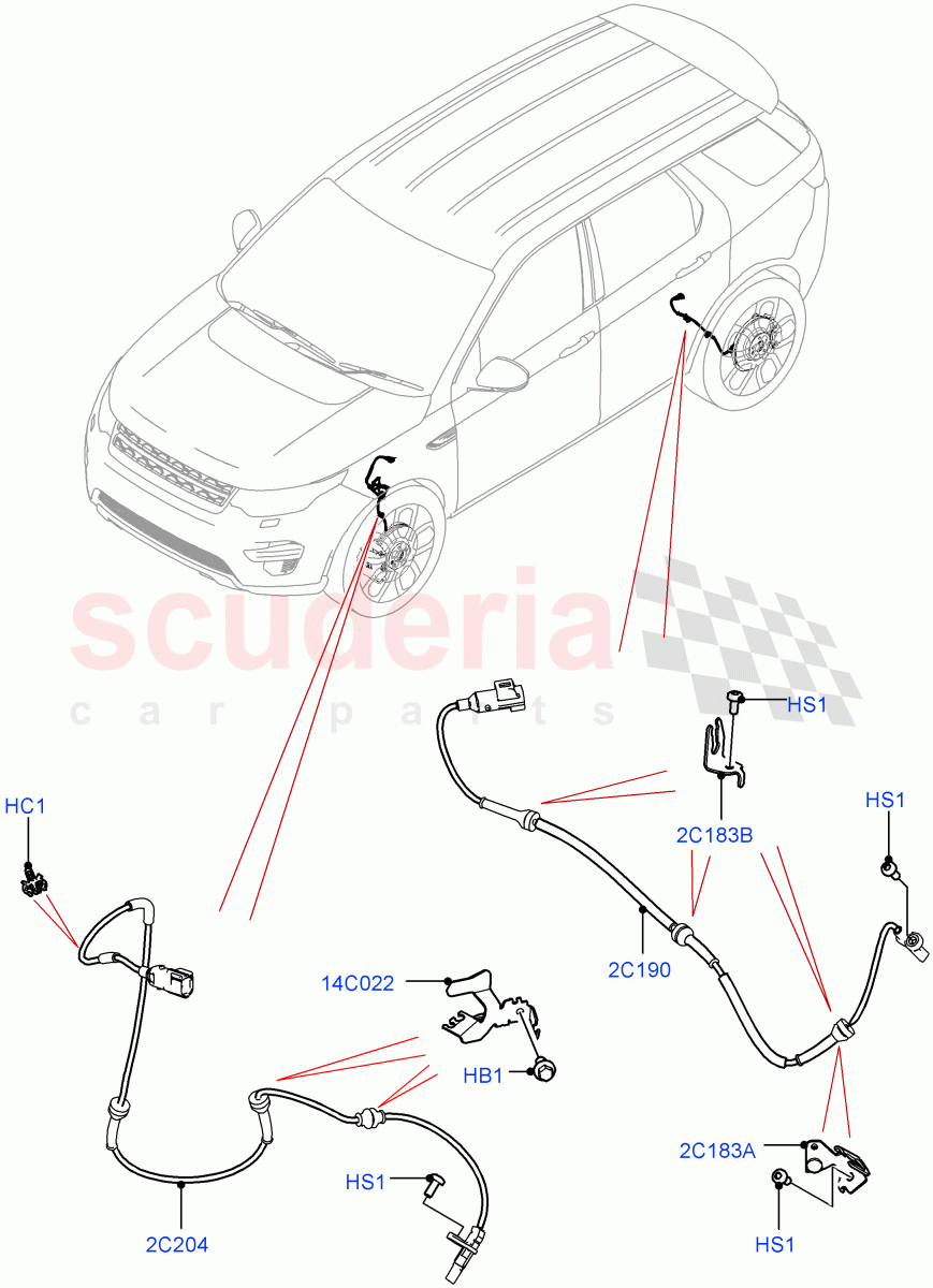 Anti-Lock Braking System (ABS/Speed Sensor) (Halewood (UK)) ((V) FROMLH000001) of Land Rover Land Rover Discovery Sport (2015+) [2.0 Turbo Diesel AJ21D4]